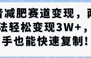 抖音减肥赛道两种可落地变现玩法 零基础新手也能快速复制获收益-雨叶虚拟资源网