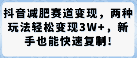 抖音减肥赛道两种可落地变现玩法 零基础新手也能快速复制获收益