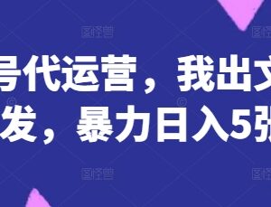 公众号流量主代运营玩法拆解 AI批量发文可实现日入500+-雨叶虚拟资源网