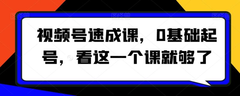 0基础视频号起号速成课 定位涨粉变现全流程实操教学