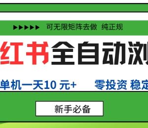 小红书全自动浏览副业项目详解 零投资手机可运营支持矩阵放大-雨叶虚拟资源网