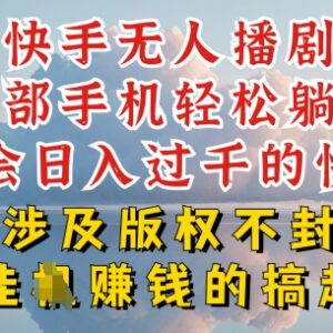 快手无人直播合规不封号玩法揭秘 低门槛可落地赚钱项目详解-雨叶虚拟资源网