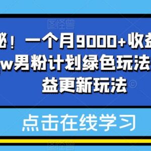 2023最新男粉绿色变现玩法 零经验新手操作单月可获9000+收益-雨叶虚拟资源网
