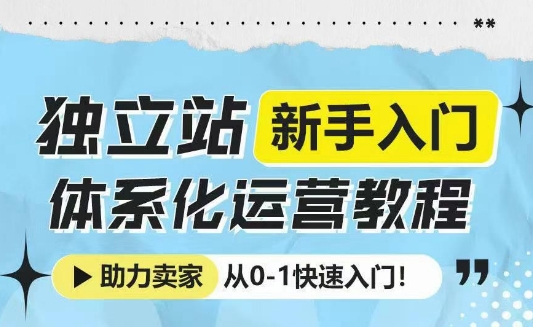 独立站新手0-1体系化运营教程 覆盖选品建站投放全流程