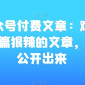 公众号付费稀缺深度好文 分享从零到亿积累的江湖生存智慧-雨叶虚拟资源网