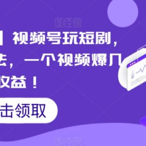 视频号短剧搬运连爆玩法解析 0粉可做单视频收益可达数万元-雨叶虚拟资源网