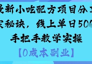 低门槛小吃配方副业项目分享 附详细实操教学新手当天可上手-雨叶虚拟资源网