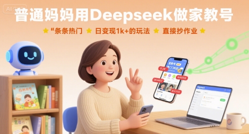 普通妈妈用Deepseek做家教号 日入千元可直接复制的实操玩法