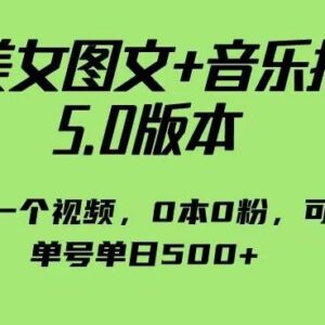 抖音美女图文+音乐推广5.0玩法 0粉0成本可矩阵单日单号赚500+-雨叶虚拟资源网