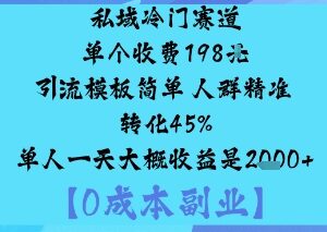 私域冷门高转化引流项目分享 单人单日收益最高可达千元-雨叶虚拟资源网