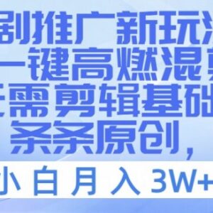 2024短剧推广AI高燃混剪教程 零剪辑基础新手可做原创变现-雨叶虚拟资源网