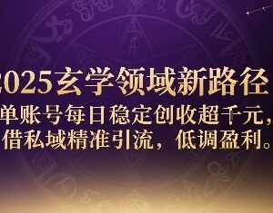 2025玄学领域私域引流玩法 单账号每日稳定创收千元实操路径-雨叶虚拟资源网