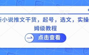 2025最新小说推文保姆级教程 起号选文实操全流程入门指南-雨叶虚拟资源网