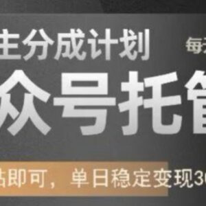 公众号流量主托管分成项目教程 靠AI发文单日可稳定变现300+-雨叶虚拟资源网