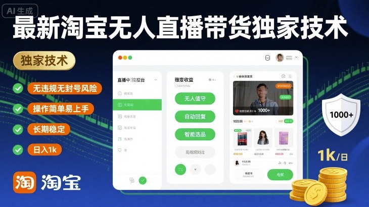 2024最新淘宝无人直播带货实操方法 低门槛易上手可稳定增收