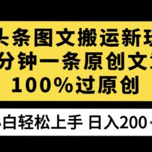 AI搬运今日头条图文新玩法 3分钟出原创轻松获平台阅读收益-雨叶虚拟资源网