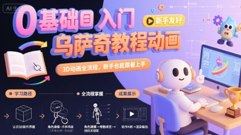 0基础乌萨奇3D动画制作全流程教程 新手可轻松跟着上手