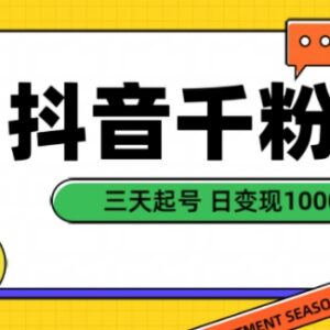 抖音千粉项目玩法揭秘 自然涨粉3天起号 单日变现千元实操攻略-雨叶虚拟资源网