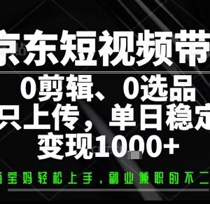 用户出账号团队代运营京东短视频带货 低门槛变现项目全解析-雨叶虚拟资源网
