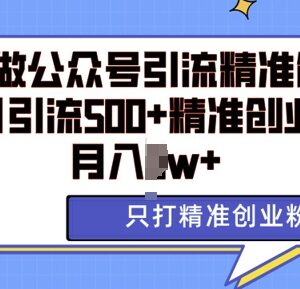 2024AI矩阵公众号引流精准创业粉 单日500+实操玩法分享-雨叶虚拟资源网
