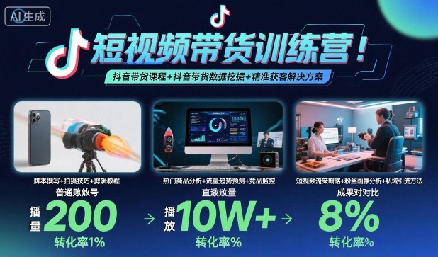 抖音短视频带货训练营教程 从入门到实操全流程获客攻略