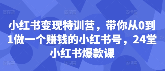 24堂小红书爆款运营课 从0到1打造可变现的个人小红书账号
