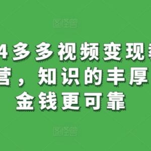 2024多多视频变现教学训练营 从0到1掌握带货全流程实操技巧-雨叶虚拟资源网