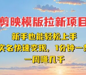 剪映模板拉新项目实操教程 新手无实名门槛易上手可快速变现-雨叶虚拟资源网