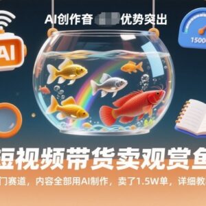 AI生成内容做短视频观赏鱼带货 1.5万单冷门赛道实操教程-雨叶虚拟资源网