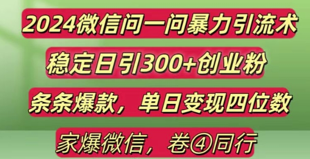 2024微信问一问引流玩法拆解 精准获创业粉实现高效变现