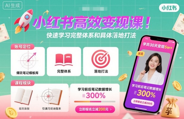 小红书高效变现系统课 全体系运营逻辑与落地打法详解