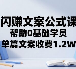 0基础闪赚文案公式课 掌握高转化文案写作接单变现方法-雨叶虚拟资源网