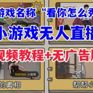 抖音爆火休闲小游戏看你怎么秀无人直播玩法及全套开播教程-雨叶虚拟资源网