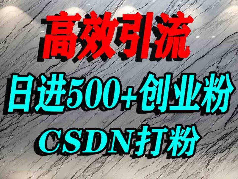 CSDN引流创业粉实操方法 单人单日可获取500+精准创业流量
