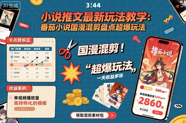 番茄小说推文国漫混剪爆单玩法 零基础可做全流程实操干货