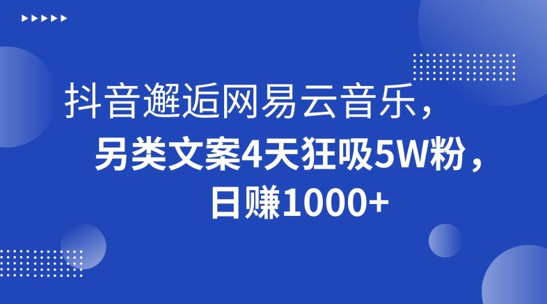 抖音搭配网易云音乐做文案号 4天涨粉5万的低门槛变现玩法