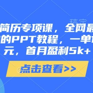 AI代写简历生成PPT副业实操课 低门槛接单首月盈利可达5000+-雨叶虚拟资源网