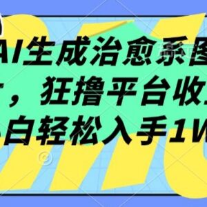 AI生成治愈系小屋图片赚平台收益 小白易上手月入过万项目解析-雨叶虚拟资源网