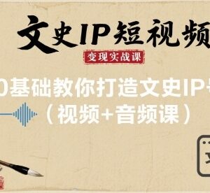 文史IP短视频变现实战课 0基础入门打造高收益文史账号-雨叶虚拟资源网