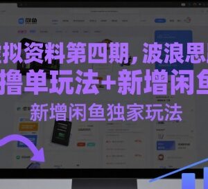 虚拟资料项目第四期教程 含波浪起店撸单及闲鱼独家玩法-雨叶虚拟资源网