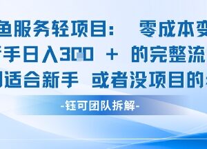 闲鱼虚拟项目轻资产运营攻略 新手零成本变现操作指南-雨叶虚拟资源网