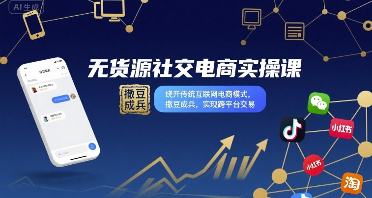 无货源社交电商全流程实操课 绕开传统模式实现跨平台交易