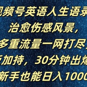 视频号英语人生语录运营玩法 新手靠模板快速出爆款变现指南-雨叶虚拟资源网