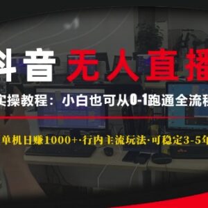 抖音无人直播实操全流程教程 小白可0基础跑通获长期稳定收益-雨叶虚拟资源网