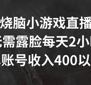 2024烧脑小游戏无露脸直播玩法 每日2小时单账号日入400+教程-雨叶虚拟资源网