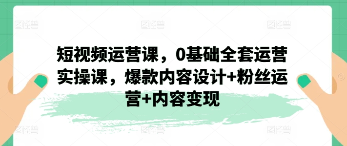 0基础短视频运营实操全套课 爆款打造粉丝运营变现系统教程