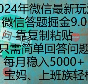 2024微信问一问答题掘金9.0玩法 低门槛新手副业操作指南-雨叶虚拟资源网