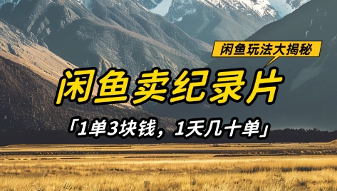 闲鱼卖纪录片低门槛赚钱项目实操 单量稳定可长期运营