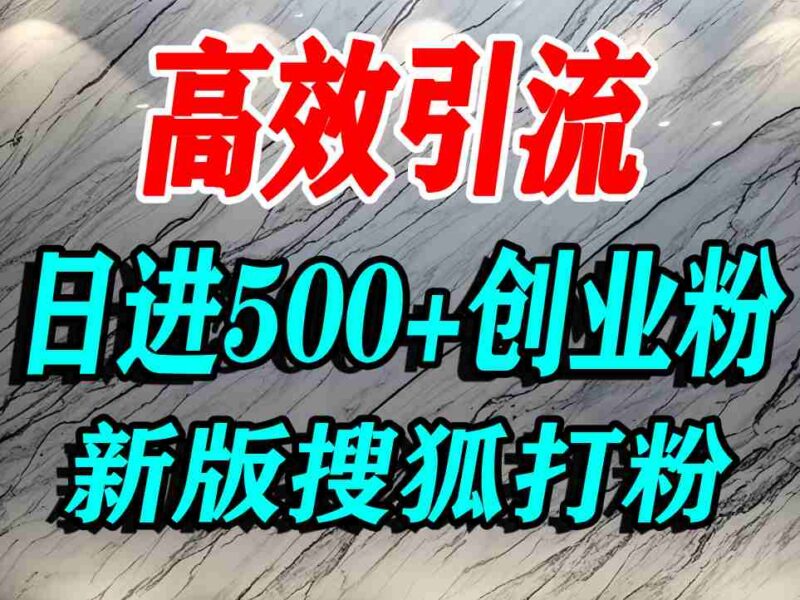 搜狐平台精准创业粉引流实操教程 单人日引500+精准粉方法
