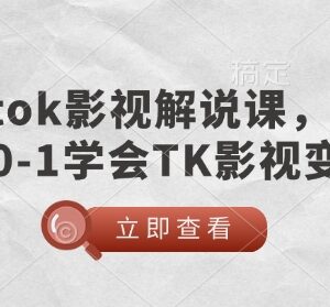TikTok影视解说零基础入门课 小白从0到1学会TK影视变现玩法-雨叶虚拟资源网